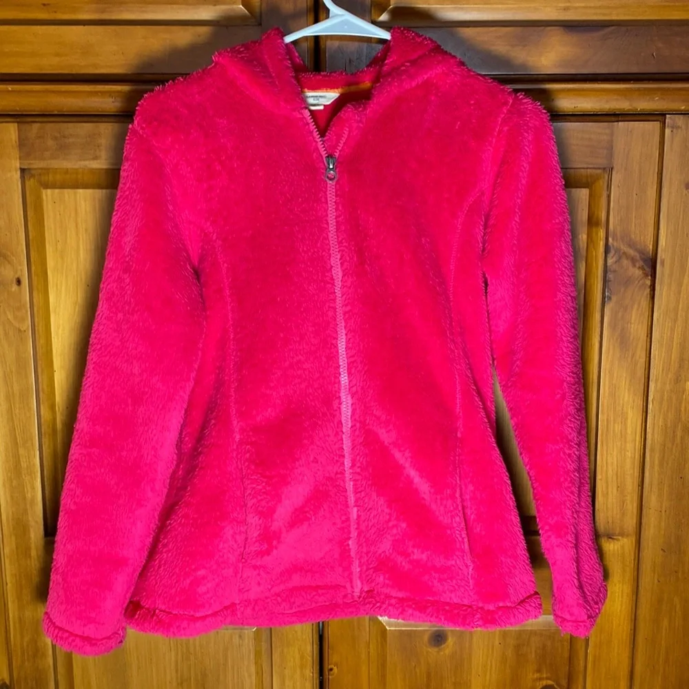 Lands’ End Pink Fluffy Zipper Coat